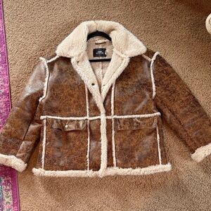 Urban Outfitters Brown Faux Leather Oversized Coat